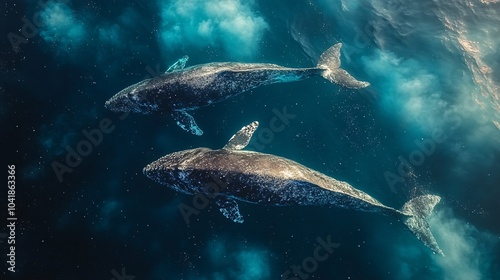 Whales Swimming in a Starry Sky