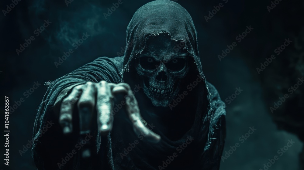 Grim reaper with scythe. Halloween theme poster. Grim reaper with scythe. Halloween theme poster.
