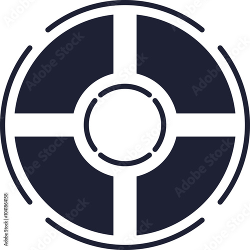 Circular HUD element with segmented design, symbolizing focus and precision.