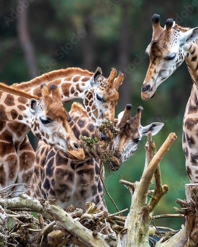Canvas Print Giraffes feeding in natural habitat