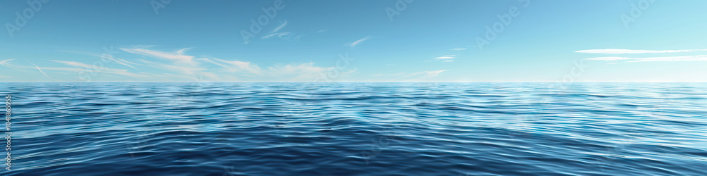Obraz premium A calm blue sea, its surface dotted with small whitecaps under a clear sky.