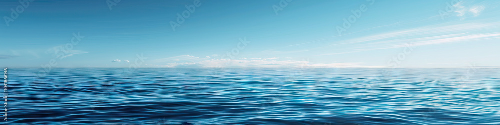 Obraz premium A calm blue sea, its surface dotted with small whitecaps under a clear sky.