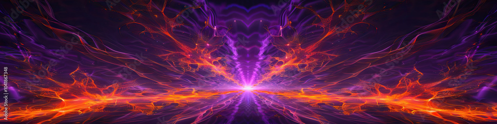Fototapeta premium An abstract purple and orange pattern resembling a sunset or fireworks.