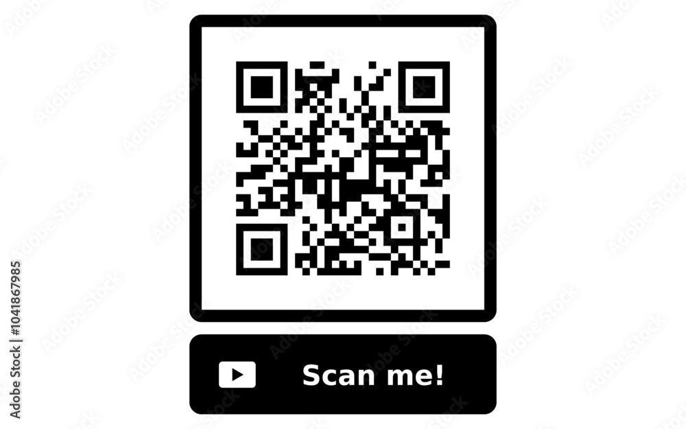 QR Code with scan me text button, scan me button with QR code vector image, editable QR code png image QR Code with scan me text button, scan me button with QR code vector image, editable QR code png image