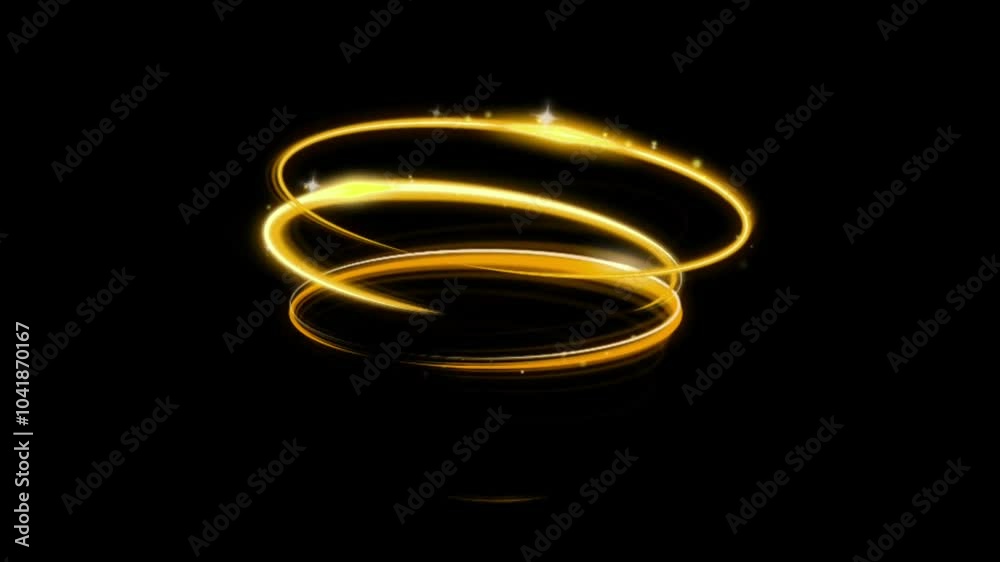 Animation orange light circle effects spin on black background. Animation orange light circle effects spin on black background.
