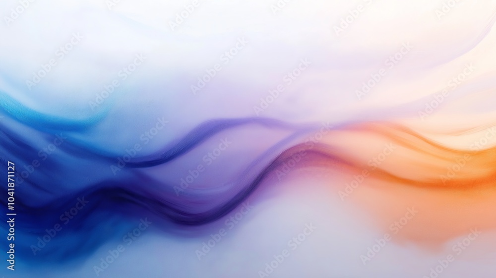 Abstract background of multi-colored cloudy spreading paint strokes on a white background