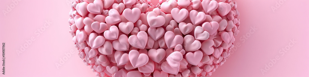 Obraz premium Pink Heart Haven: A large pink heart shape filled with smaller heart shapes, set against a light pink background.
