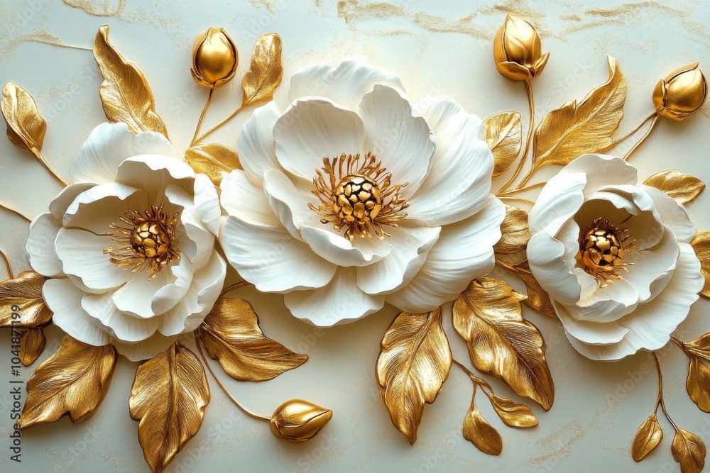 An enchanting background featuring stucco peonies. An enchanting background featuring stucco peonies.