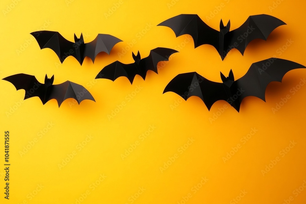 Naklejka premium Enhance Your Halloween Atmosphere with Paper Bat Decorations