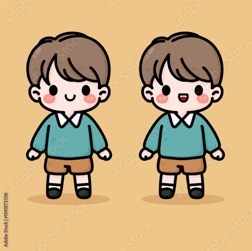 cute boy cartoon drawing vector