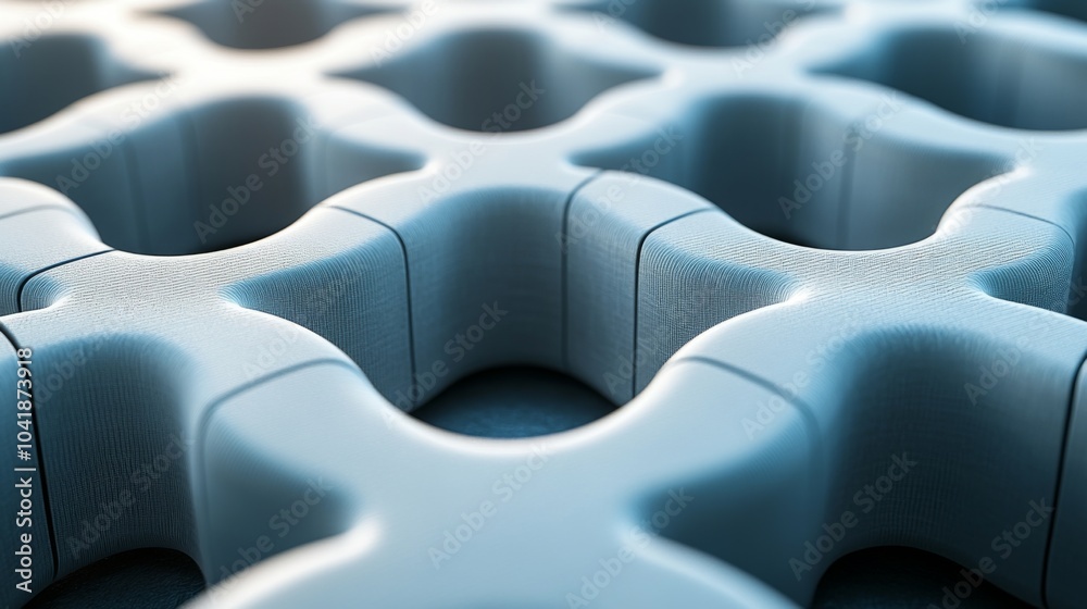 Obraz premium A close-up perspective of an intricately designed textured surface, showcasing unique shapes and patterns that demonstrate modern engineering.