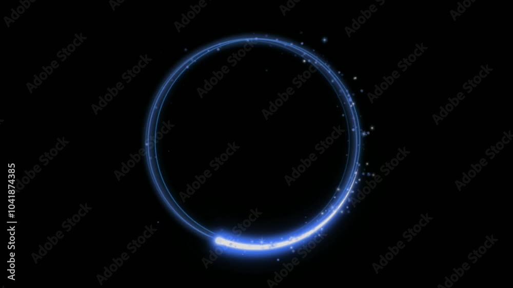 Animation blue light circle effects spin on black background. Animation blue light circle effects spin on black background.