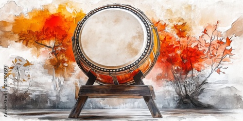 Elegant traditional taiko drum, a symbol of Japanese culture. photo