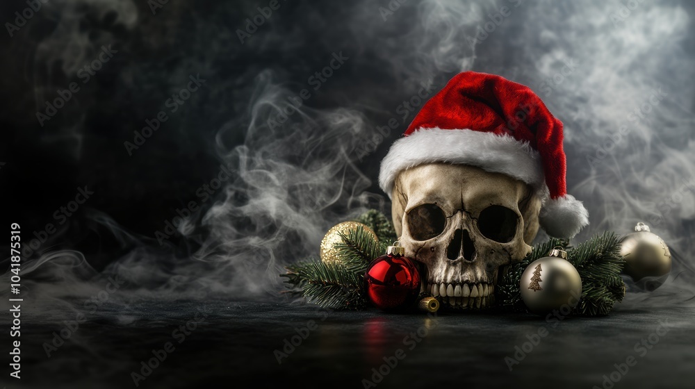 Skull wearing Christmas cap. Skull wearing Christmas cap.