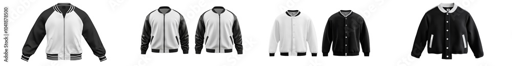3D illustration, 3DRendering of the Varsity Jacket. Sportswear. Front and back views. 3D illustration, 3DRendering of the Varsity Jacket. Sportswear. Front and back views.