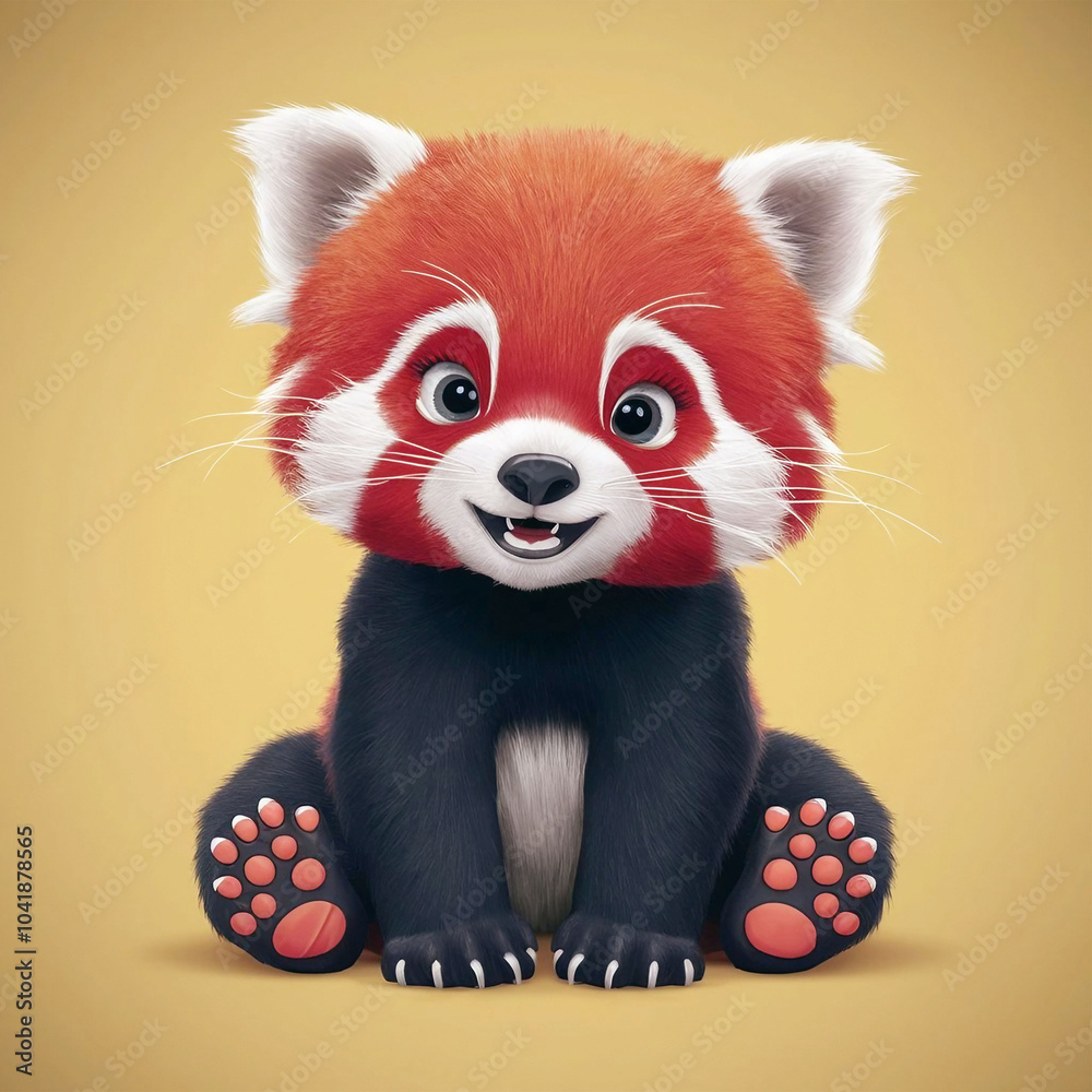 Obraz premium cartoon illustration of a cheerful baby Red panda
