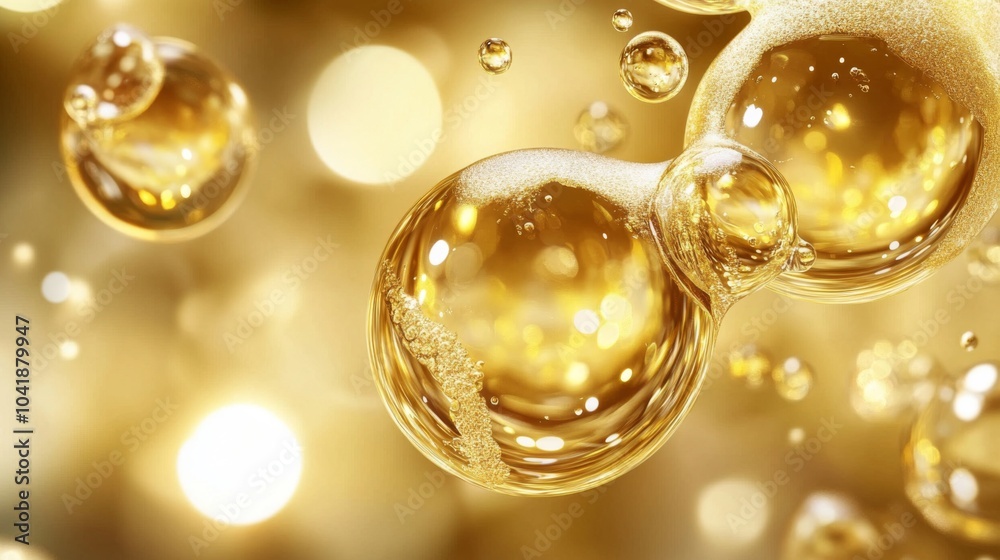 Fototapeta premium Luxurious Gold Beauty Serum Bubbles