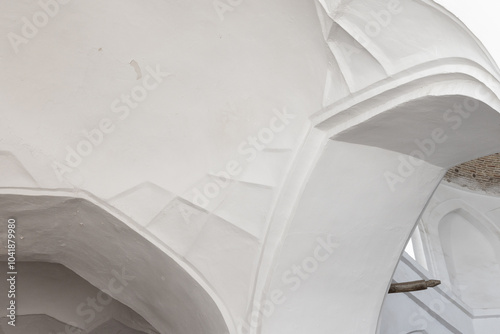 Details of a white interior in Arabic style, architecture photo