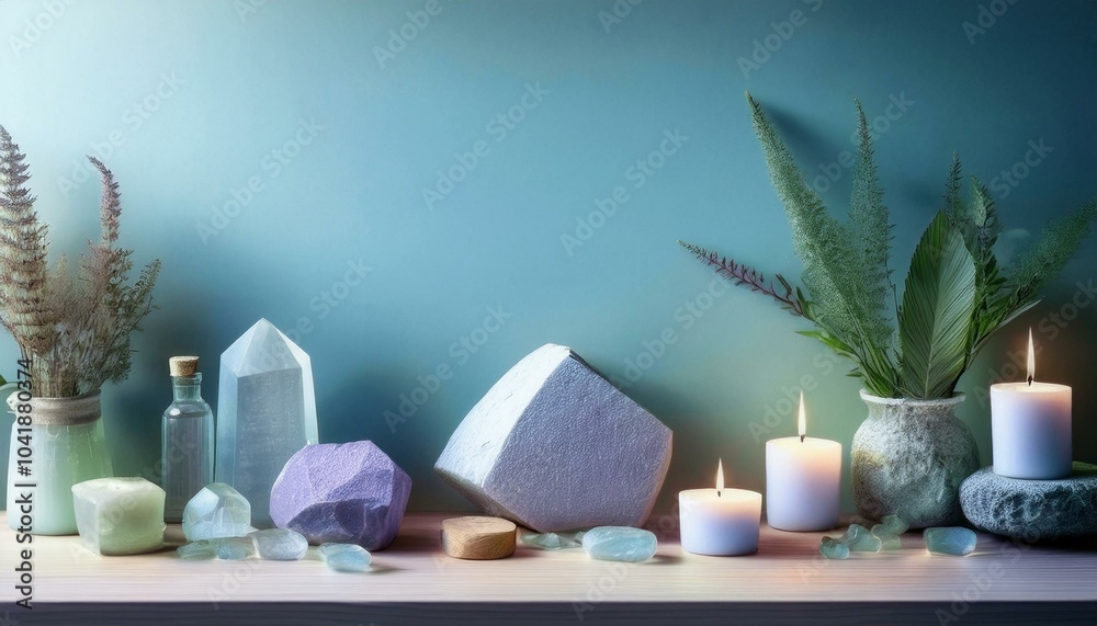 Natural Healing Ideas - A spa-like room with crystals, candles and natural healing herbs. Natural Healing Ideas - A spa-like room with crystals, candles and natural healing herbs.
