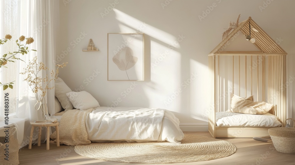 Panoramic View of a Stylish Children's Space Emphasizing Versatile Design Panoramic View of a Stylish Children's Space Emphasizing Versatile Design