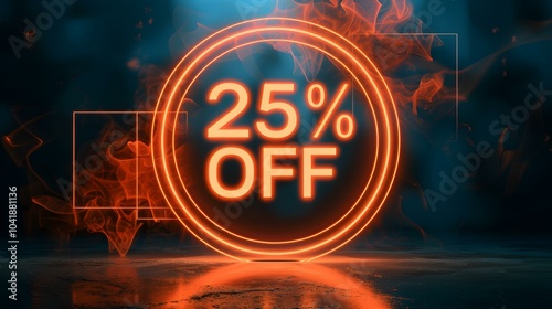 Wallpaper Mural Orange '25% OFF' Neon Sign on an elegant Dark Background Torontodigital.ca