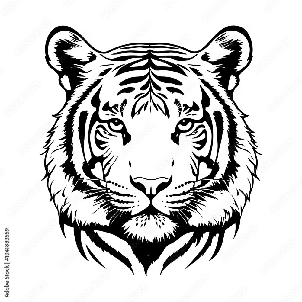 Tiger line Art Drawing on an isolated white background Tiger line Art Drawing on an isolated white background