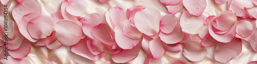 Dreamy Pink Flower Petals on Ivory Velvet