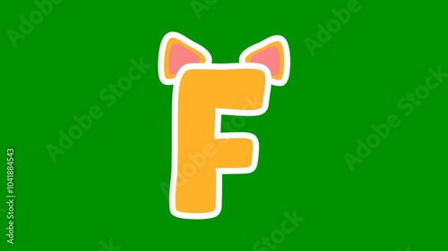alphabet animation from A-Z on green screen background. alphabet animation with animal ears such as cat, rabbit,and bear on the top of fonts. suitable for children's learning. green screen background.