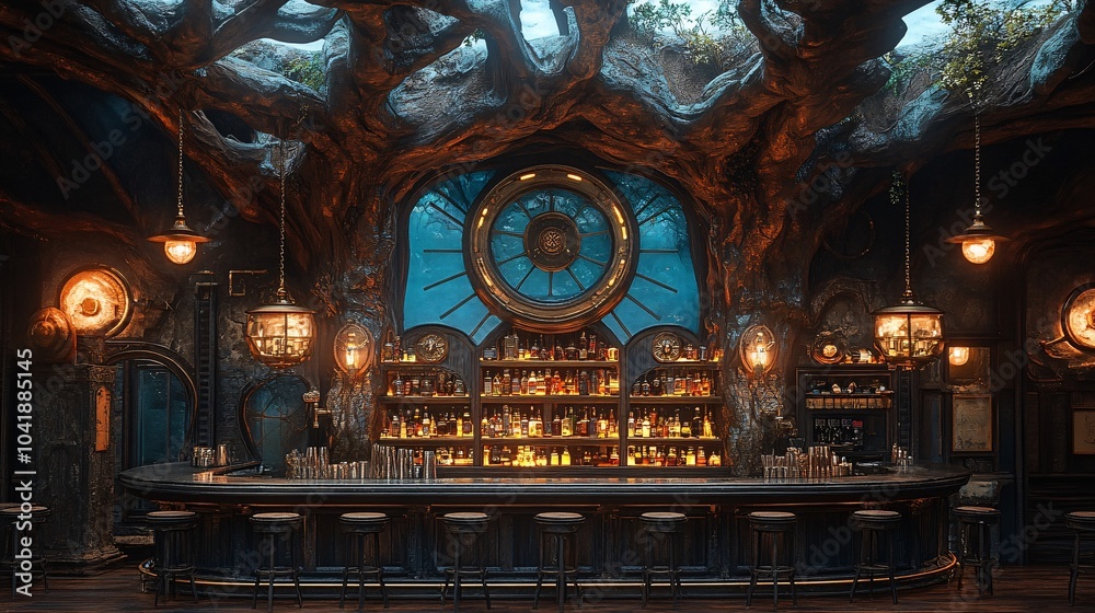 Obraz premium Enchanted Bar with Glowing Mangrove Elements