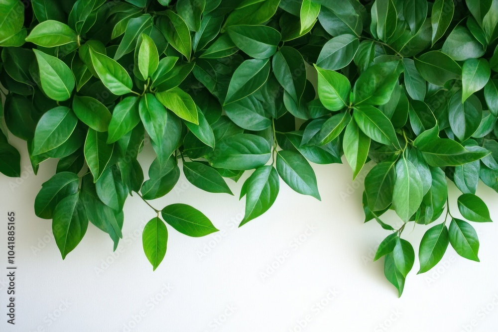 Fototapeta premium Lush Green Leaves Against a Light Background