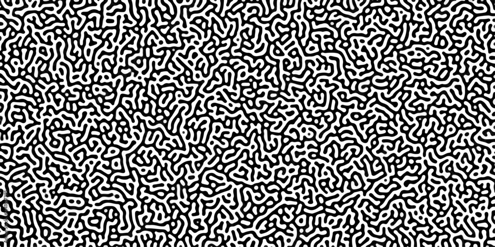 Turing reaction diffusion monochrome seamless pattern with chaotic motion .Linear design with biological shapes. Organic lines in memphis. abstract turing organic wallpaper background .
Turing reaction diffusion monochrome seamless pattern with chaotic motion .Linear design with biological shapes. Organic lines in memphis. abstract turing organic wallpaper background .