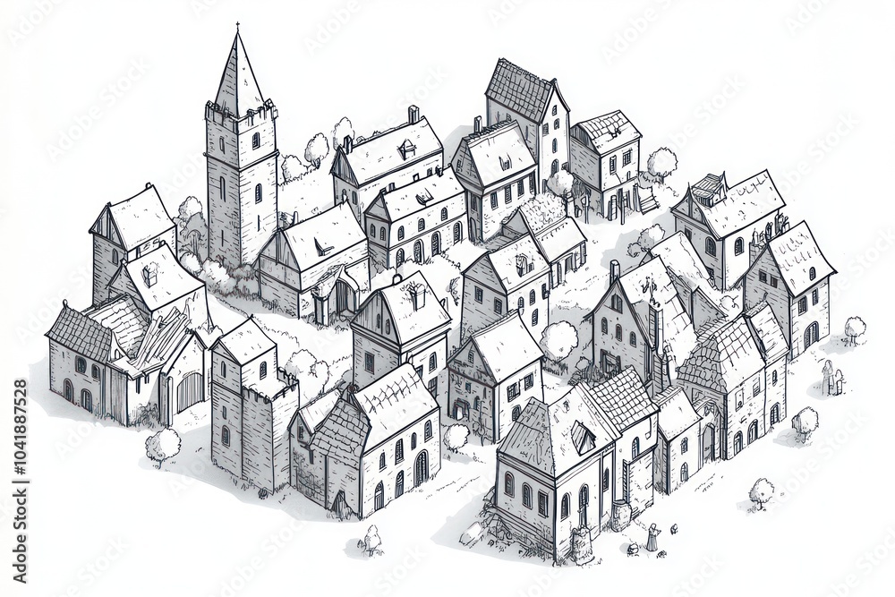 line-art, clip-art style , european medieval city separate buildings, black and white illustrations, isometric view, no backgrounde, clean thick lines with few details, coloring page. line-art, clip-art style , european medieval city separate buildings, black and white illustrations, isometric view, no backgrounde, clean thick lines with few details, coloring page.