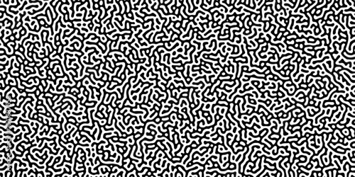 Turing reaction diffusion monochrome seamless pattern with chaotic motion .Linear design with biological shapes. Organic lines in memphis. abstract turing organic wallpaper background .	
