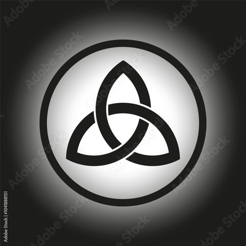 Celtic knot icon. Interlaced loop symbol. Black geometric shape. Vector design.