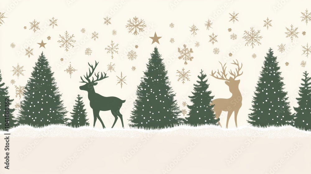 Christmas tree with reindeer background for greeting card poster design. Christmas tree with reindeer background for greeting card poster design.