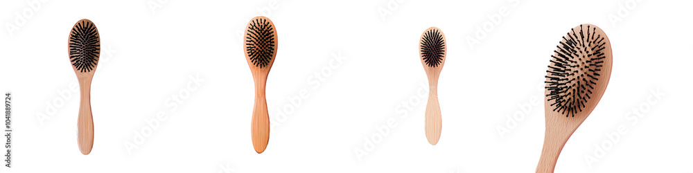 This is a generative AI-based image of a wooden hairbrush isolated against a pink background This is a generative AI-based image of a wooden hairbrush isolated against a pink background