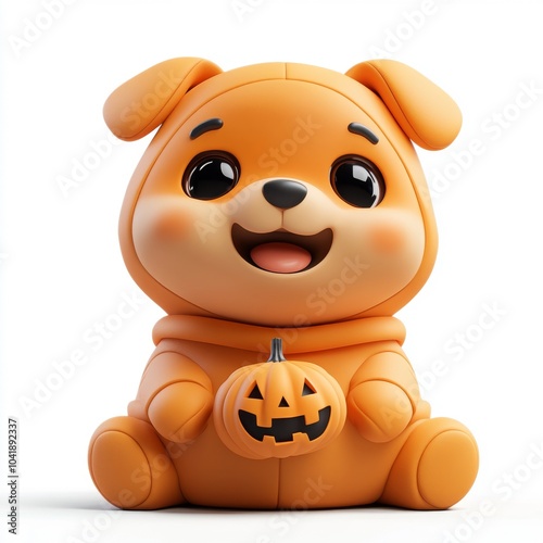 Cute Cartoon Dog in Halloween Costume 3D Style