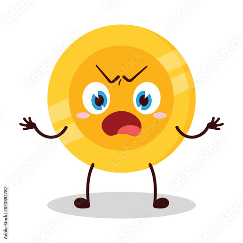 cute why expression of coin cartoon character