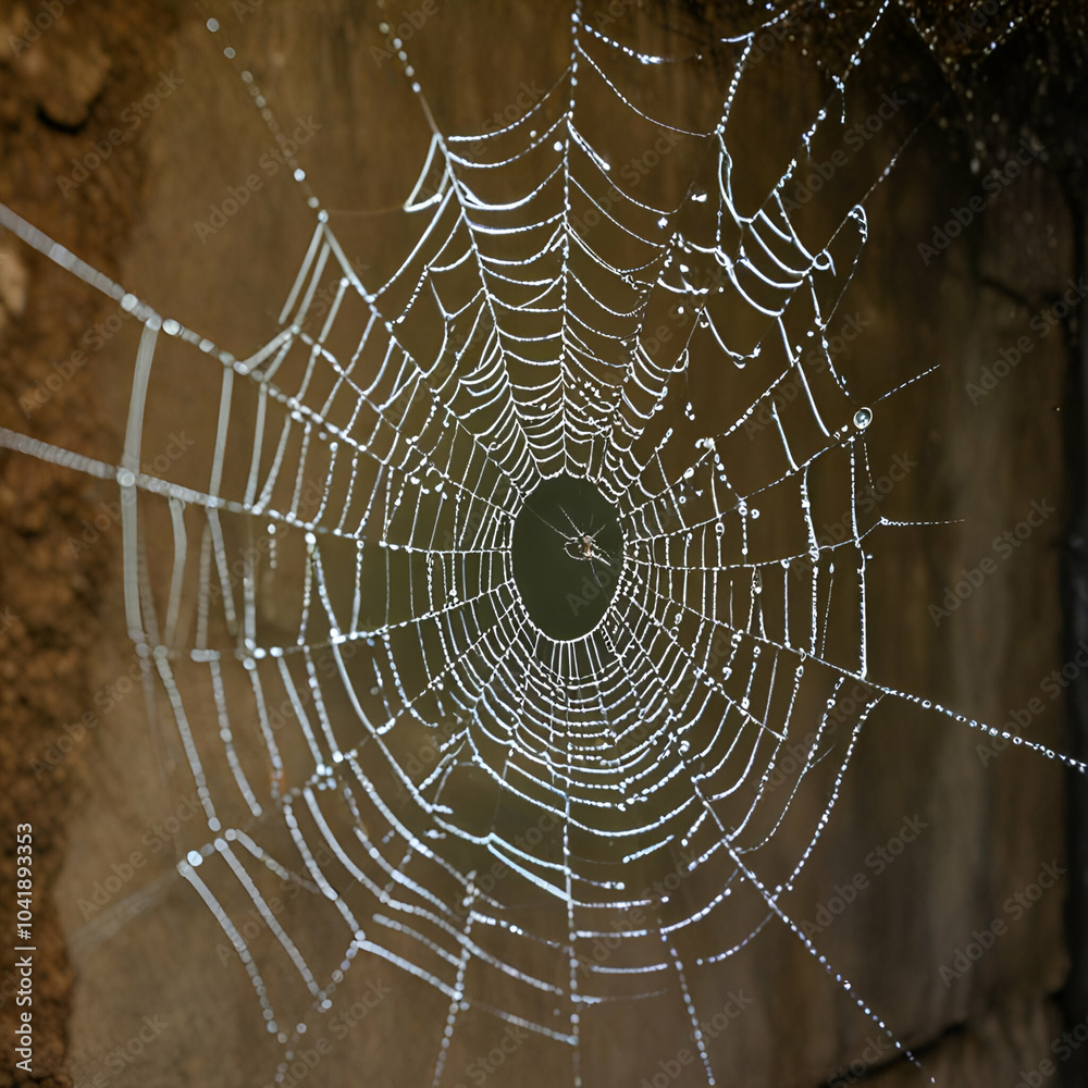 spider web with dew drops spider web with dew drops