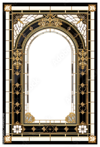 PNG Arch art nouveauand Floral frame decorative design glass.