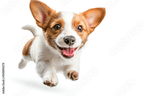 Joyful puppy in motion capturing the essence of playfulness and energy in a beloved pet