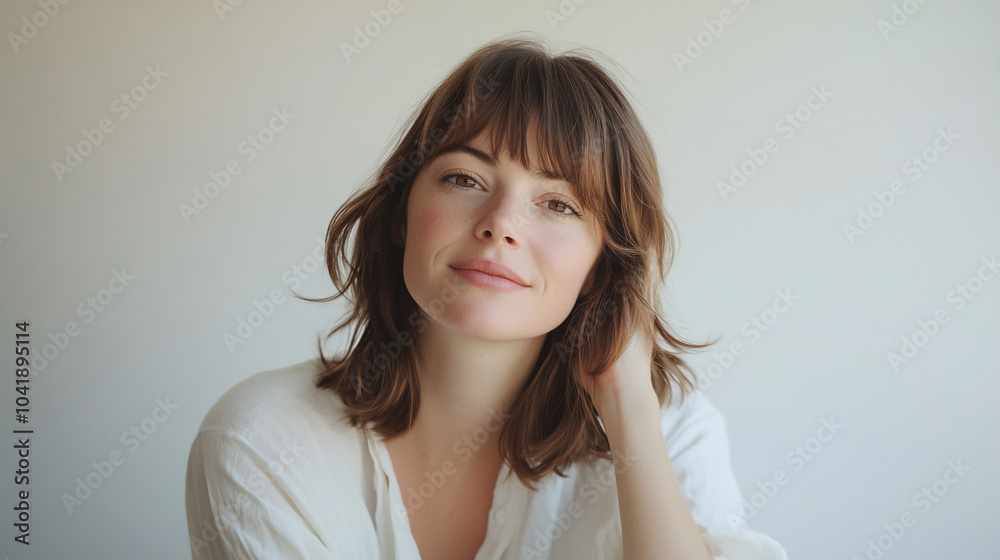 Portrait of beautiful woman in white shirt. Portrait of beautiful woman in white shirt.