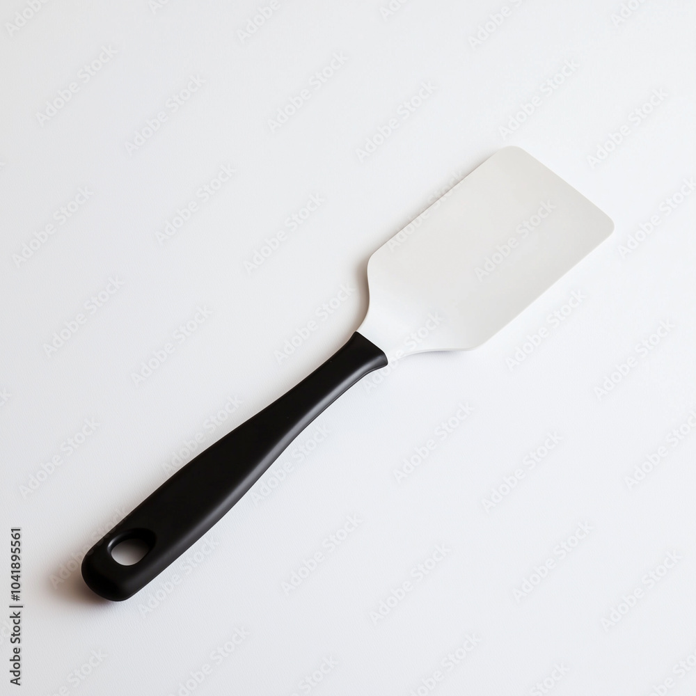 White Spatula with Black Handle on White Background White Spatula with Black Handle on White Background