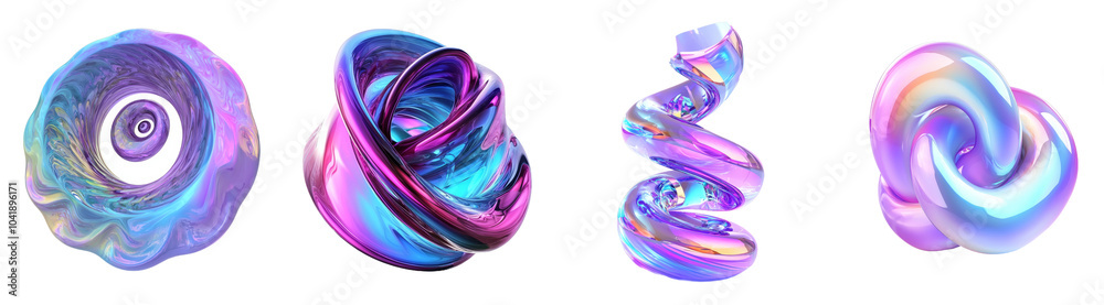 Decorative swirl brush stroke in 3D rendering isolated on white background. Abstract iridescent pink paintbrush illustration. Presentation banner wallpaper spiral ribbon concept. Decorative swirl brush stroke in 3D rendering isolated on white background. Abstract iridescent pink paintbrush illustration. Presentation banner wallpaper spiral ribbon concept.