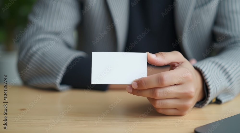 Close-Up of Hand Holding a Blank Business Card Close-Up of Hand Holding a Blank Business Card