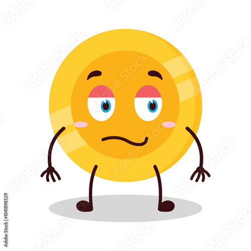 cute silent expression of coin cartoon character