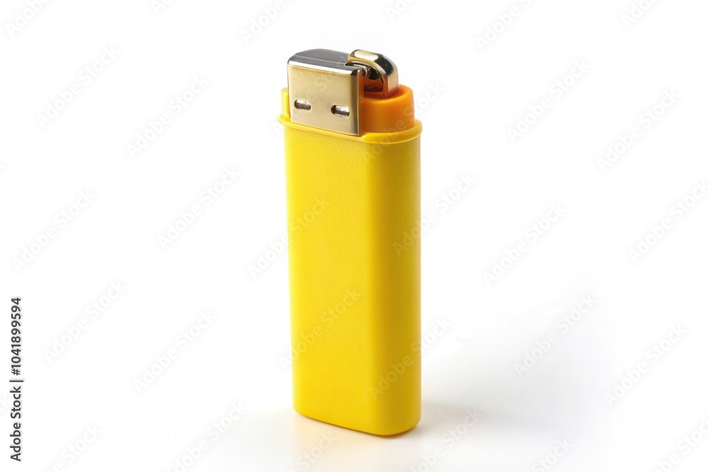 Yellow cigarette lighter isolated on a white background Yellow cigarette lighter isolated on a white background