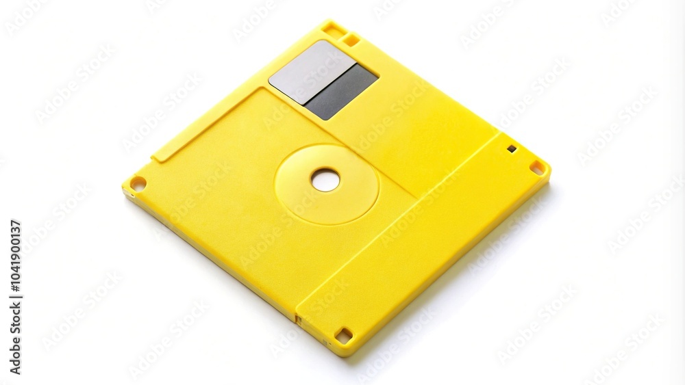 Yellow colorful floppy disk isolated on white background Yellow colorful floppy disk isolated on white background