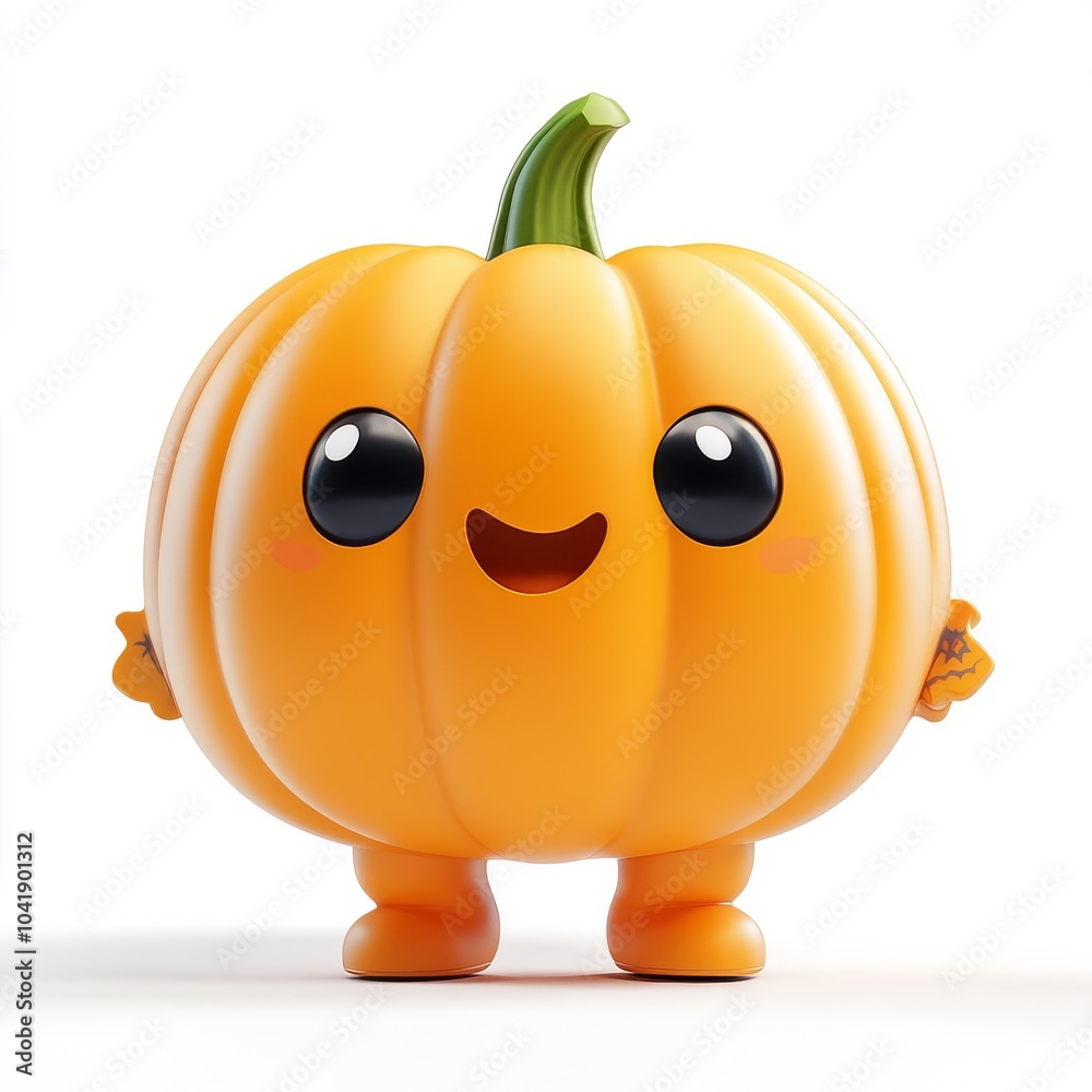 Fototapeta premium Cute Cartoon Pumpkin Character for Halloween Festivities