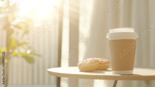 Wallpaper Mural Morning Delight: Food Delivery Service at Cozy CafÃ© Bringing Coffee and Pastries to Happy Customer Torontodigital.ca